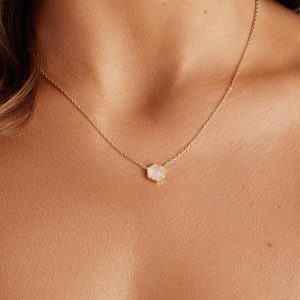 PAVOI 14K Gold Plated Gemstone Pendant Necklace | Dainty Chain Necklaces for Women | Amethyst, Onyx, Green Fluorite, Labradorite, Pearl, Rose Quartz, Agate, Sodalite, Turquoise...