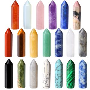 QINJIEJIE 20 PCS Healing Crystals Stones Sets Wands Bulk Natural Pocket Amethyst Crystal Rose Quartz Assorted Pointed Reiki Gemstones Polished Energy Meditation Chakra Mother's...