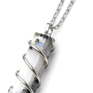 Rainbow Moonstone Healing Crystal Necklace - Lunar Pendant Balance, Inner Light, Love & Creativity