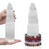RattanView Large Selenite Tower 8'' Selenite Bracelet Holder Display Organizer Stand Healing Cleansing Recharging Home Decor