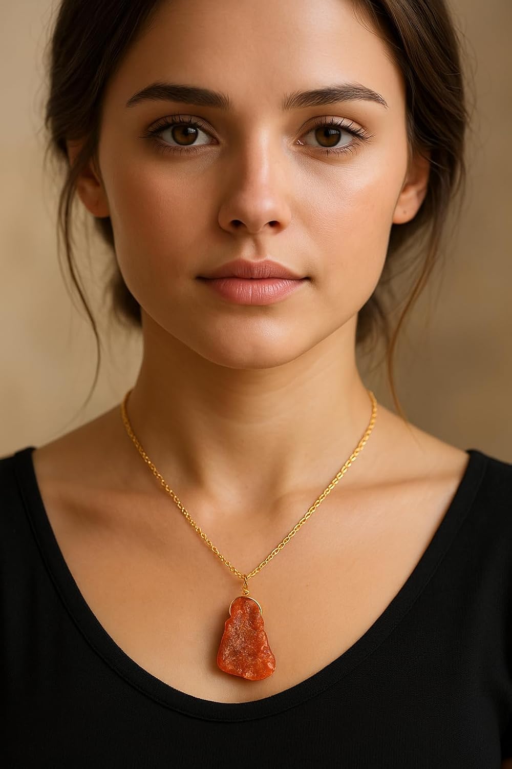 Raw Gemstone Pendant Necklace for Women |Natural Healing Crystal Rough Pendant 15–25 Carat | Gold Plated Chain 16+2 Inch Adjustable | Gift Jewelry