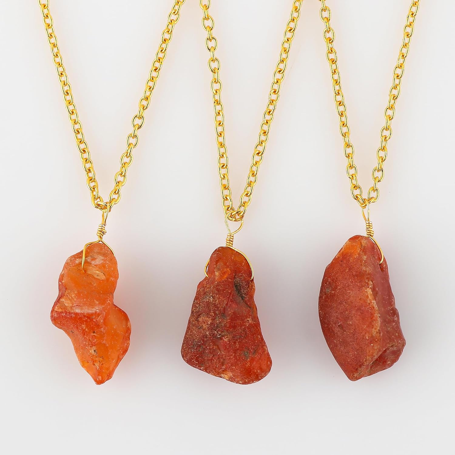 Raw Gemstone Pendant Necklace for Women |Natural Healing Crystal Rough Pendant 15–25 Carat | Gold Plated Chain 16+2 Inch Adjustable | Gift Jewelry
