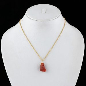 Raw Gemstone Pendant Necklace for Women |Natural Healing Crystal Rough Pendant 15–25 Carat | Gold Plated Chain 16+2 Inch Adjustable | Gift Jewelry