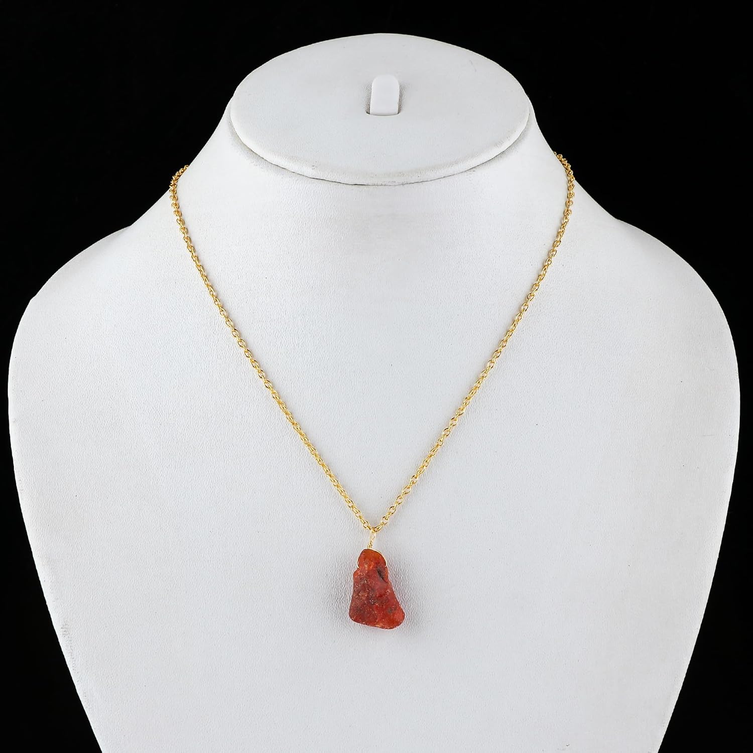 Raw Gemstone Pendant Necklace for Women |Natural Healing Crystal Rough Pendant 15–25 Carat | Gold Plated Chain 16+2 Inch Adjustable | Gift Jewelry