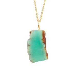 Raw Gemstone Pendant Necklace for Women |Natural Healing Crystal Rough Pendant 15–25 Carat | Gold Plated Chain 16+2 Inch Adjustable | Gift Jewelry