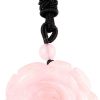 Rockcloud Hand Carved Flower Natural Crystal Stone Pendant Necklace for Women