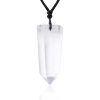 Runyangshi Healing Crystal Pendants, Single Pointed Natural Crystal Quartz Necklace 6 Faceted Chakra Crystal Wand Stone Reiki Energy