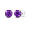 Solid 14K Yellow or White or Rose Gold 6mm Round Genuine Birthstone Gemstone Prong Set Stud Earrings For Women