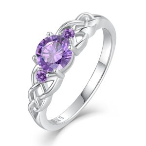 STARCHENIE Celtic Knot Ring for Women 925 Sterling Silver 3-Stone Promise Ring Size 5-10