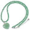 SUNYIK Love Heart Puffy Pendant Beaded Necklace for Women, Natural 4mm Stone Beads Necklace Layered Wrap Strand Bracelet Loved Gift for Her