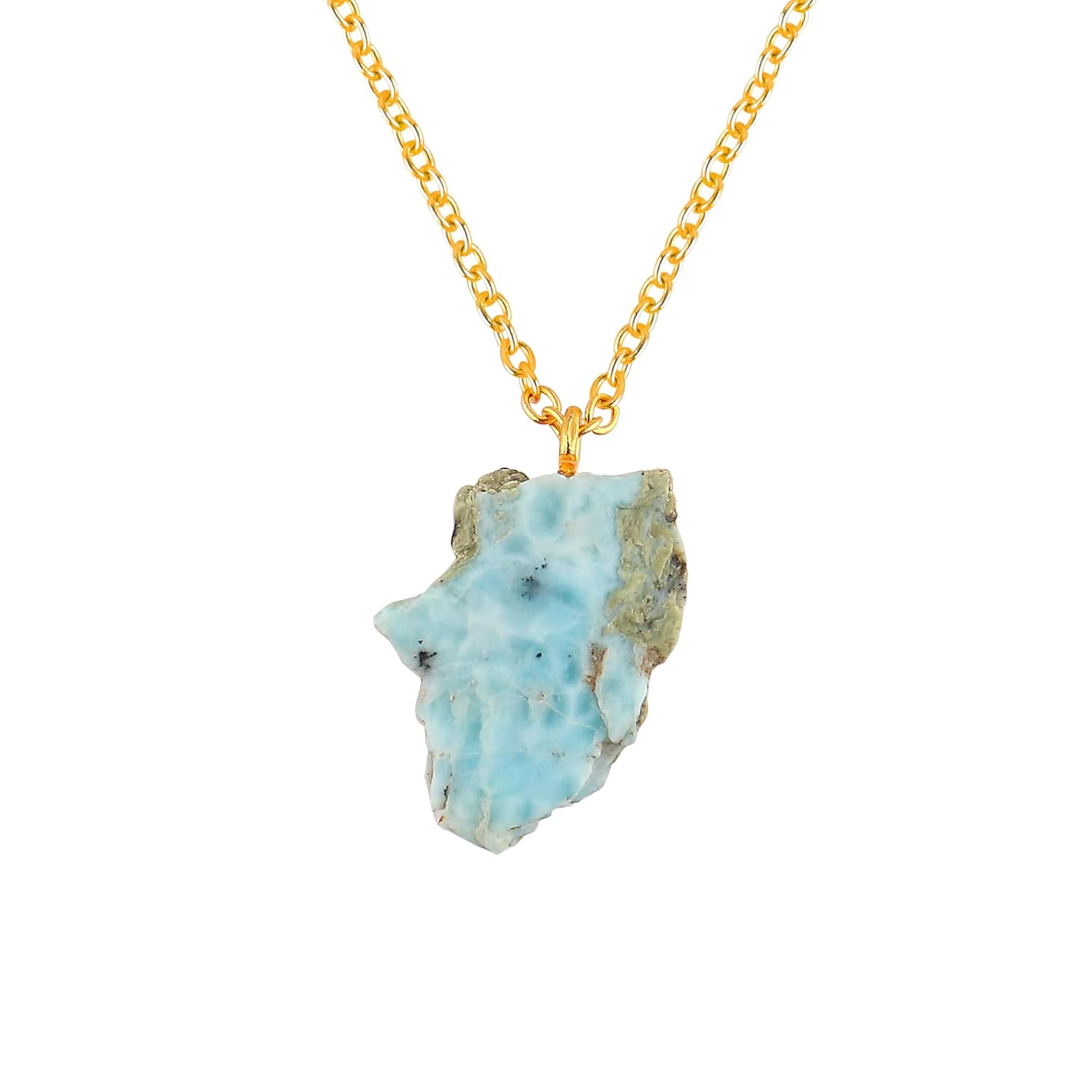 TGH Natural Raw Gemstone Pendant Necklace - Handmade Crystal Stone Jewelry for Women - 16+2 Inch Gold Plated Brass Chain - AAA Grade