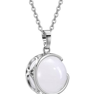 Top Plaza Amethyst Healing Crystal Stone Necklace Round Ball Rotating Natural Gemstone Pendant Necklace for Women Purple Energy Jewelry Christmas Gifts
