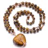 Top Plaza Healing Crystal Amethyst Necklace Natural Stone Beads Life Tree Wire Wrapped Teardrop Gemstone Pendant Jewelry for Women Mom