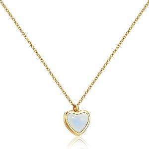 TZPI Red Heart Necklace for Women, Black Tourmaline Necklace as as Mothers Gifts Carnelian Necklaces as Everyday Jewelry Moonstone Crystal Pendant Birthday Easter Gifts for Her