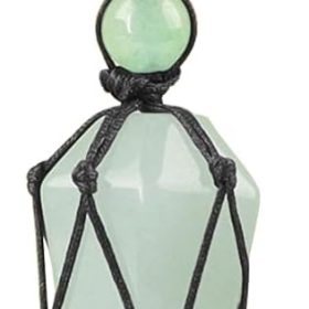 weryerker Healing Crystal Natural Gemstone Pendant Necklace Pointed Necklace Adjustable Black Rope For Men Women