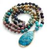 Yomisa Tree of Life Pendant Necklace for Women,Long Boho Beaded Pendant Necklace,Natural Stone Beads Necklaces Western Bohemian Handmade Trendy Charm Jewelry Gift