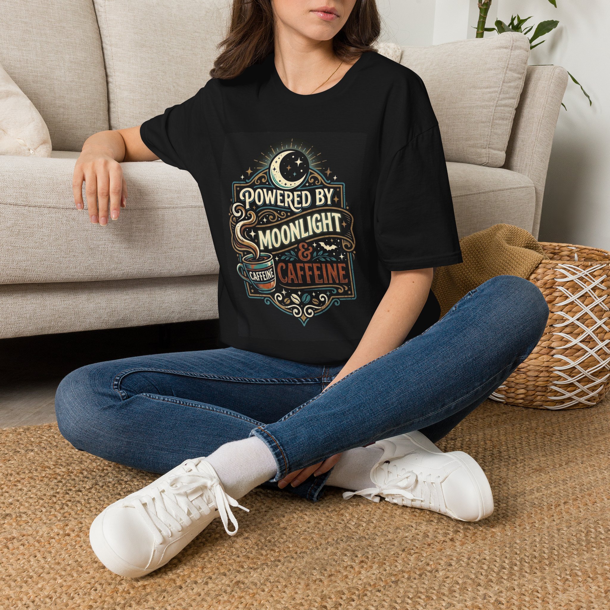 Powered by Moonlight & Caffeine T-Shirt - Image 3