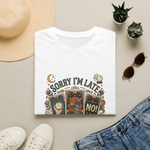 Tarot T-Shirt — "Sorry I’m Late, My Tarot Cards Said No" - Image 2
